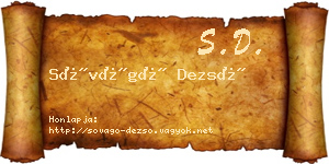 Sóvágó Dezső névjegykártya
